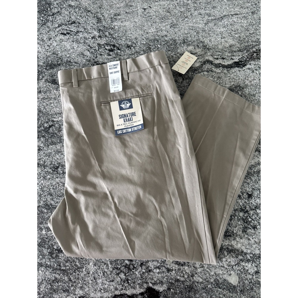 Dockers Classic Signature Pleated Pants NWT Mens 54 x 30 Khaki #978